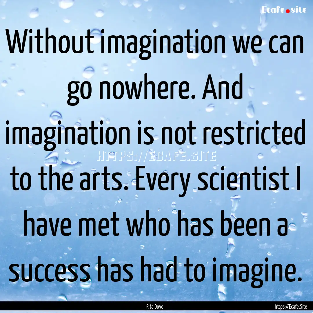 Without imagination we can go nowhere. And.... : Quote by Rita Dove