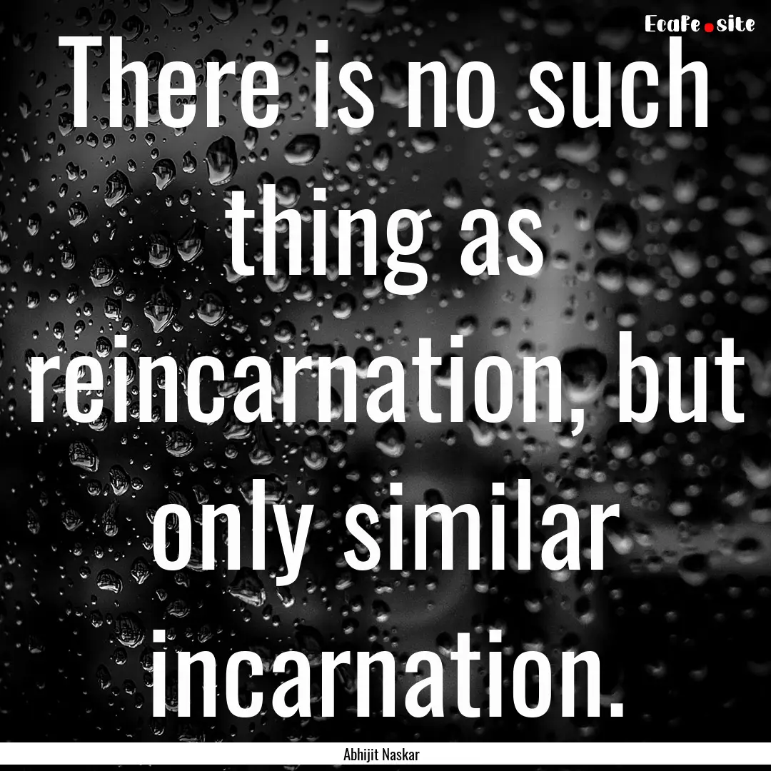 There is no such thing as reincarnation,.... : Quote by Abhijit Naskar