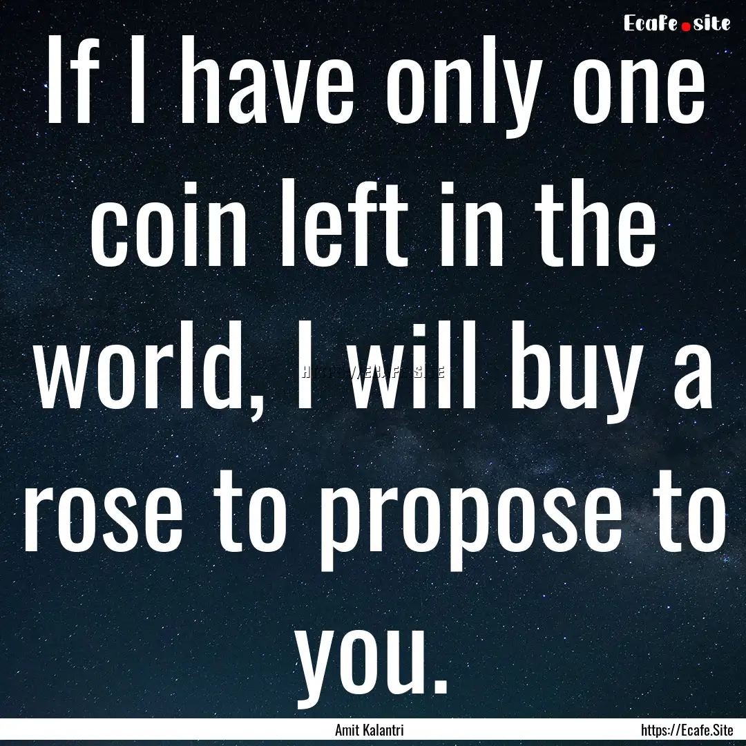 If I have only one coin left in the world,.... : Quote by Amit Kalantri