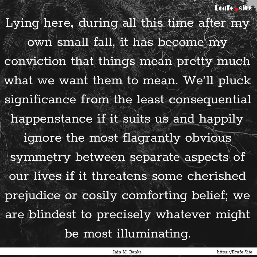 Lying here, during all this time after my.... : Quote by Iain M. Banks