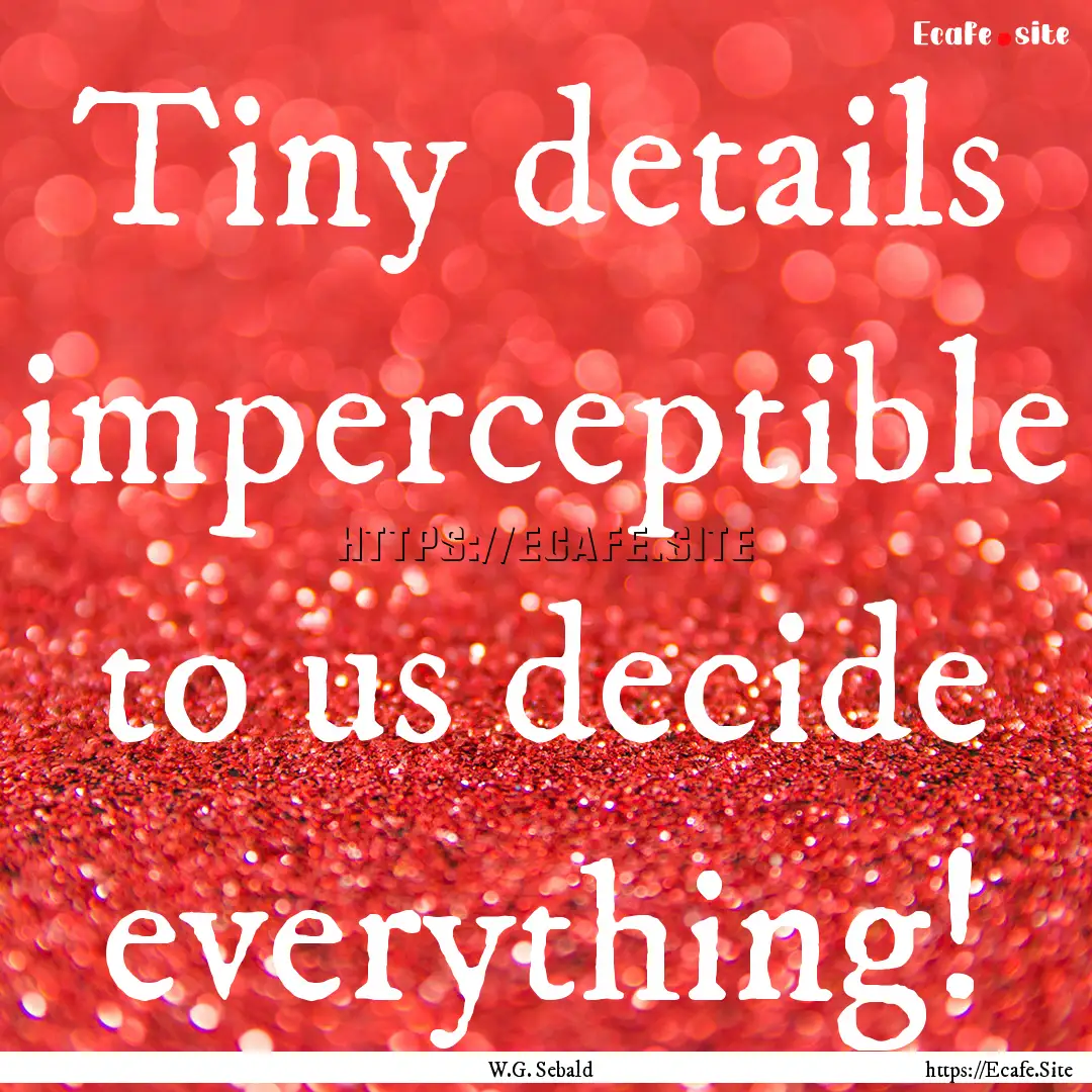 Tiny details imperceptible to us decide everything!.... : Quote by W.G. Sebald