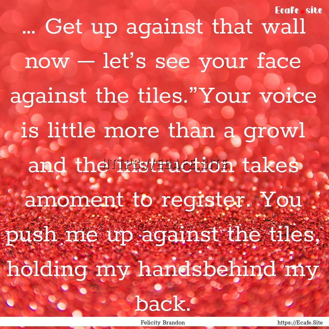 … Get up against that wall now – let’s.... : Quote by Felicity Brandon