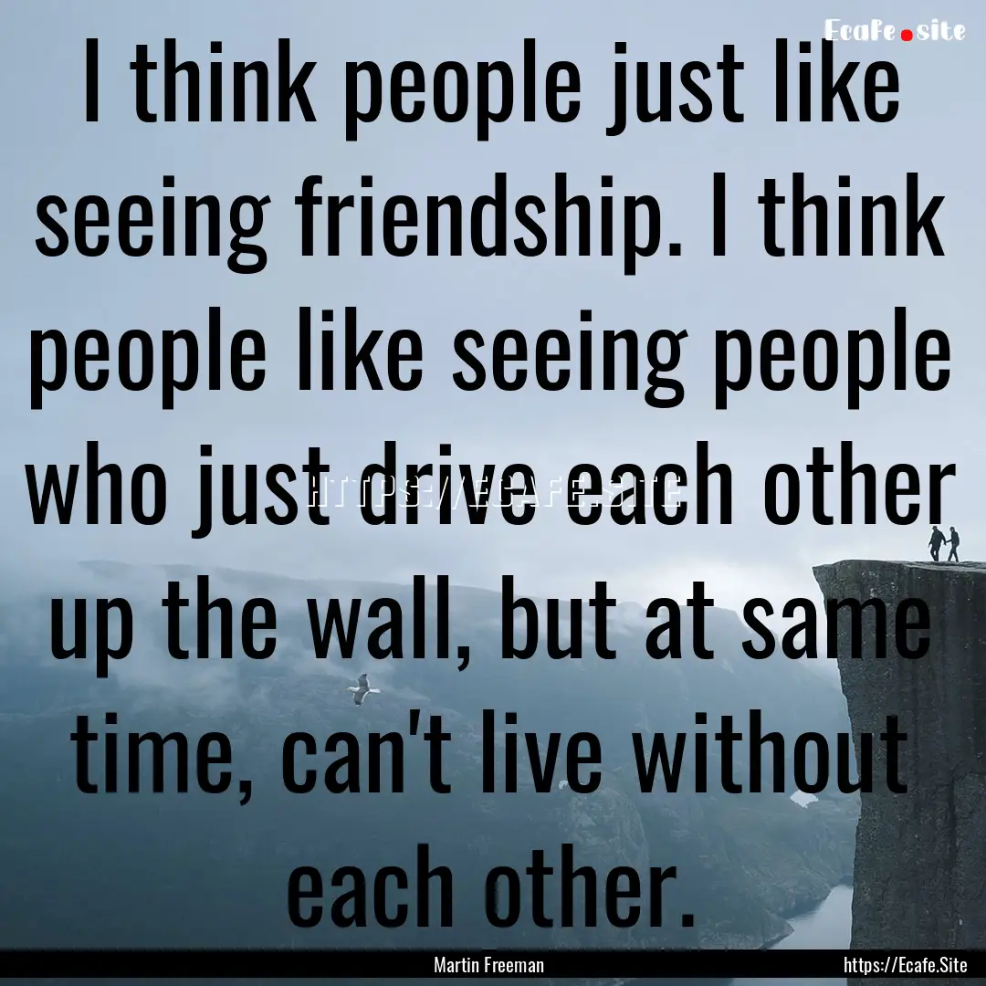 I think people just like seeing friendship..... : Quote by Martin Freeman