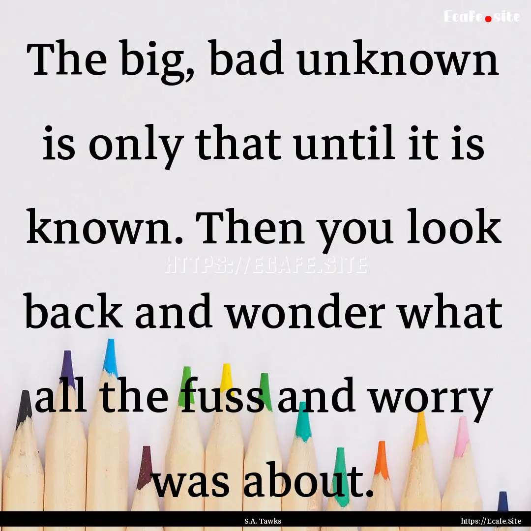 The big, bad unknown is only that until it.... : Quote by S.A. Tawks