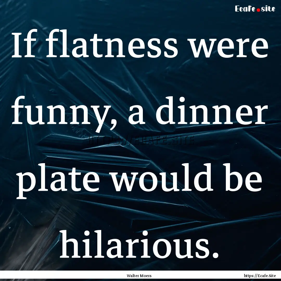 If flatness were funny, a dinner plate would.... : Quote by Walter Moers