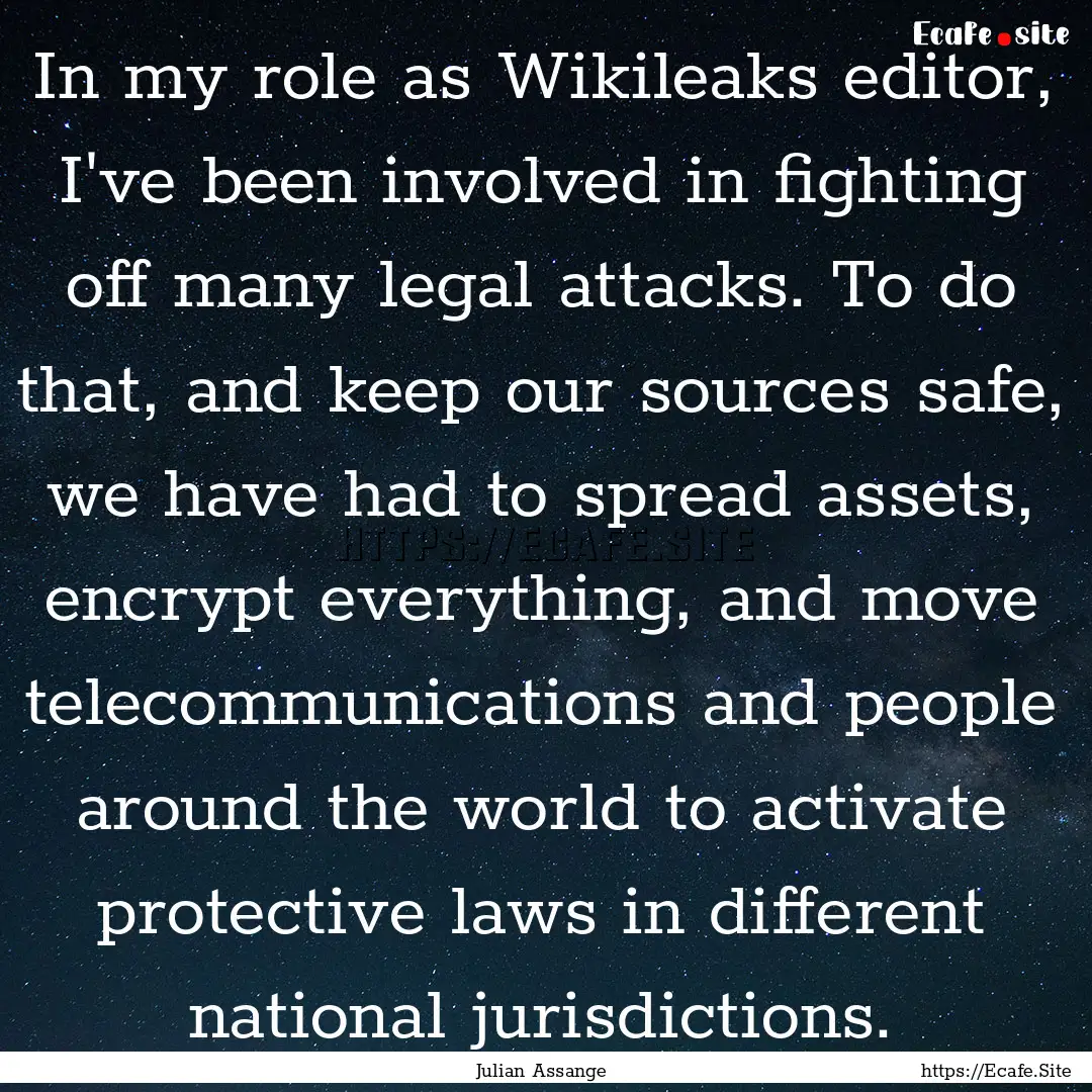 In my role as Wikileaks editor, I've been.... : Quote by Julian Assange