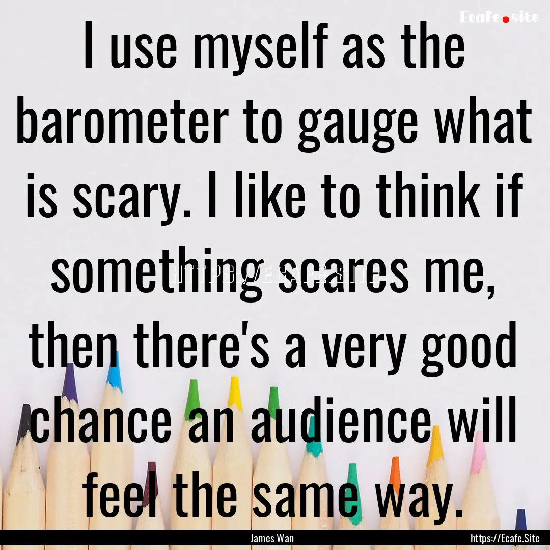 I use myself as the barometer to gauge what.... : Quote by James Wan