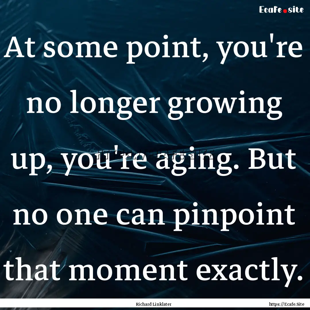 At some point, you're no longer growing up,.... : Quote by Richard Linklater