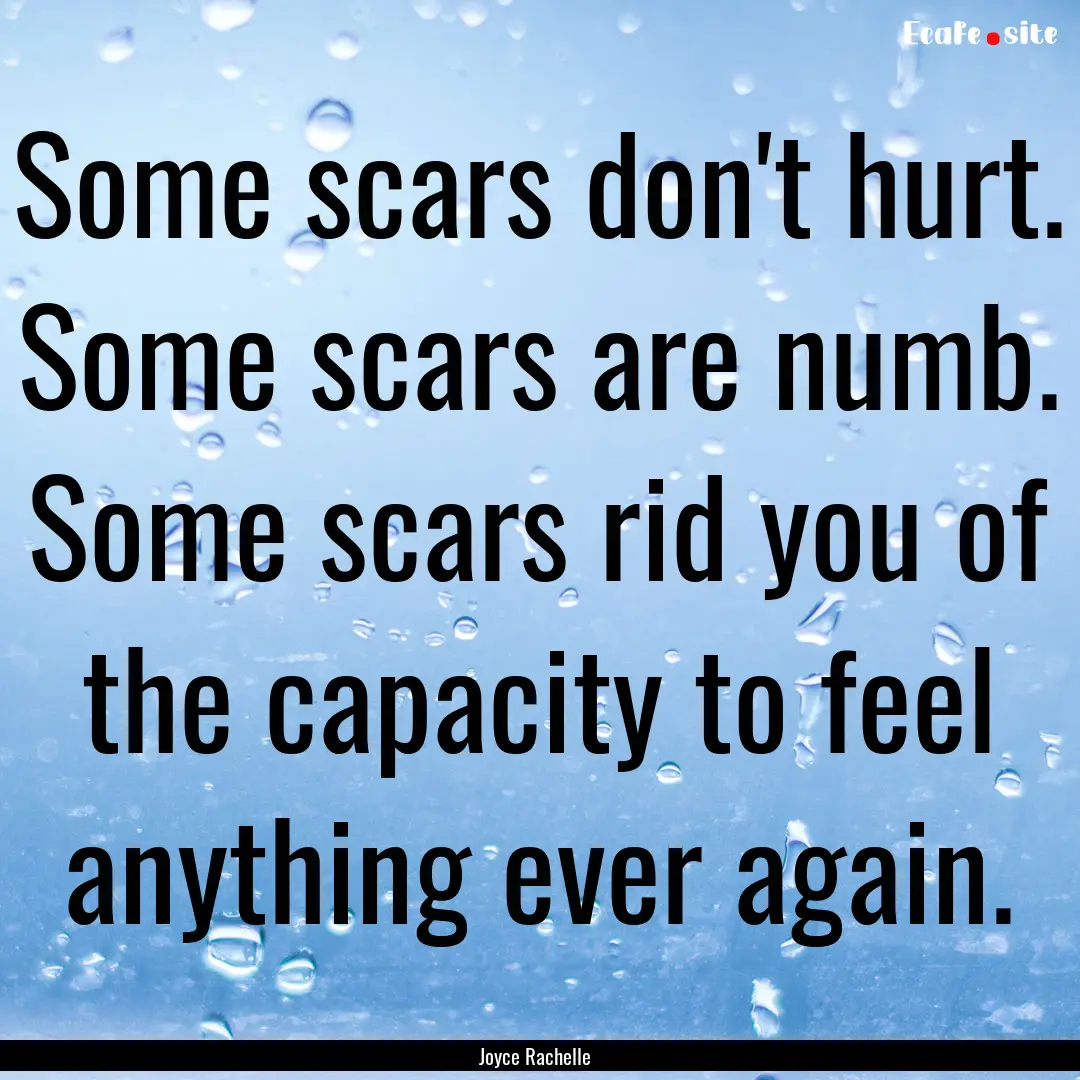 Some scars don't hurt. Some scars are numb..... : Quote by Joyce Rachelle