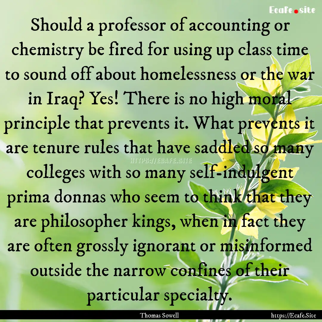 Should a professor of accounting or chemistry.... : Quote by Thomas Sowell