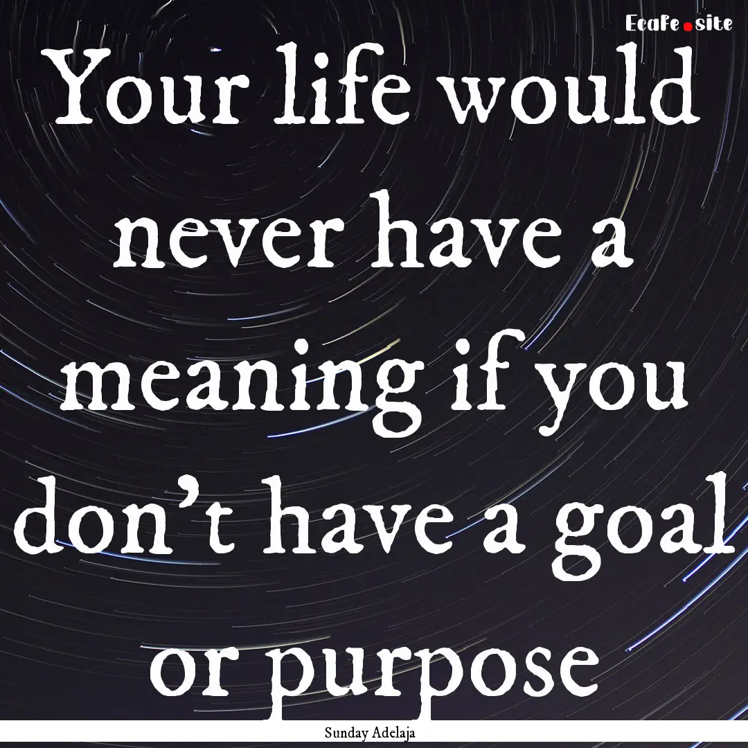 Your life would never have a meaning if you.... : Quote by Sunday Adelaja