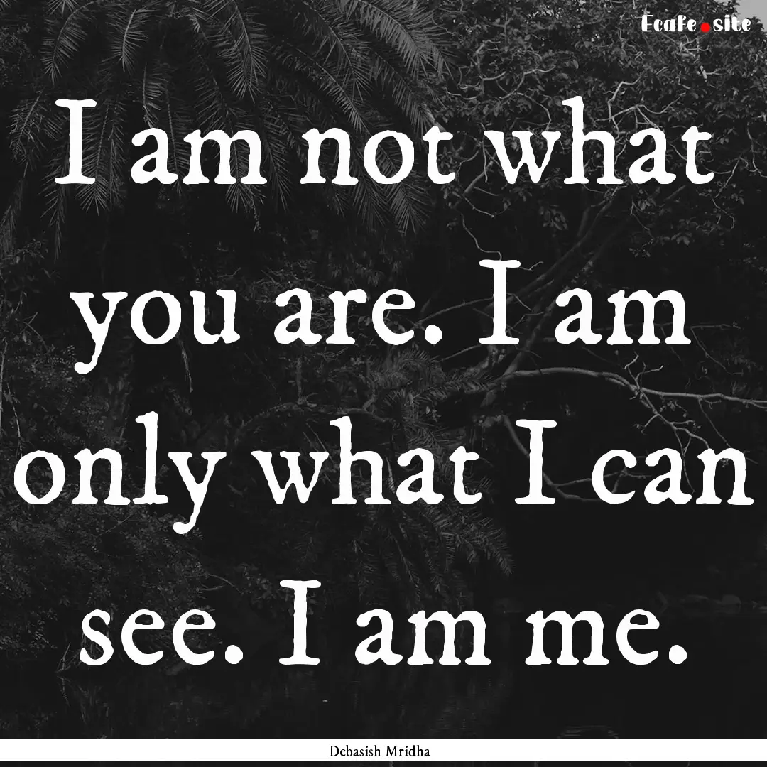 I am not what you are. I am only what I can.... : Quote by Debasish Mridha