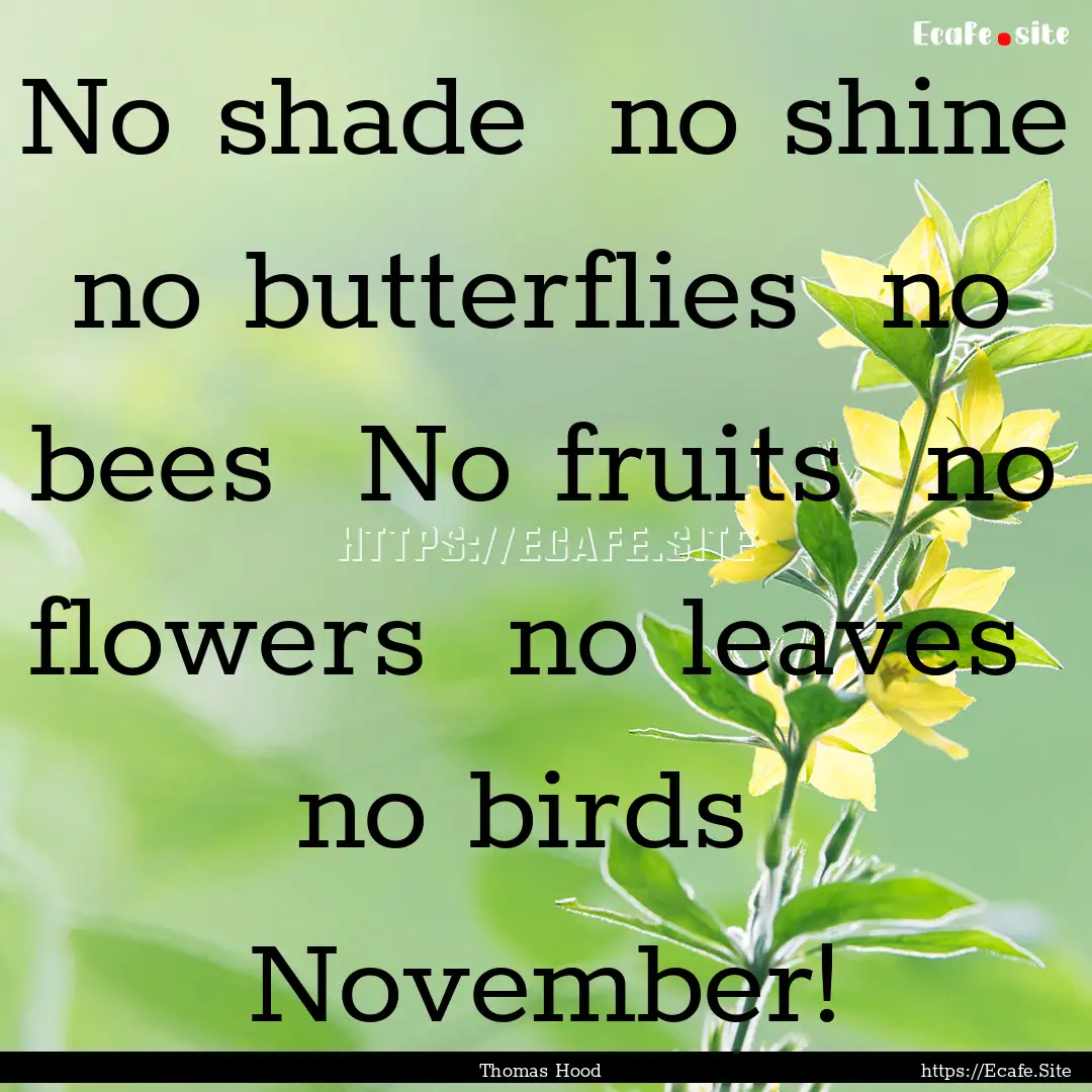 No shade no shine no butterflies no bees.... : Quote by Thomas Hood