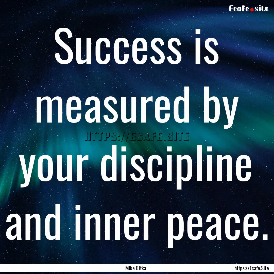 Success is measured by your discipline and.... : Quote by Mike Ditka