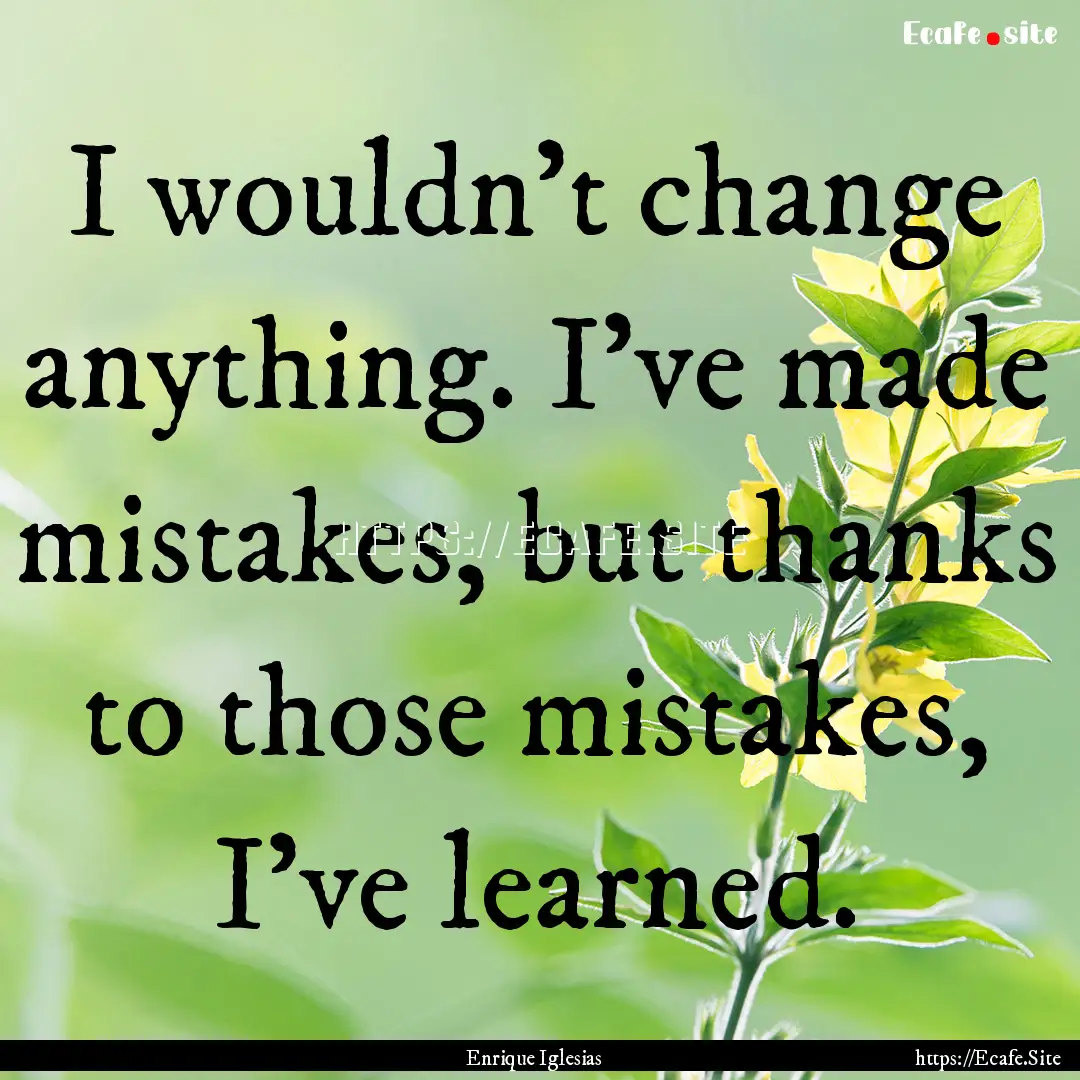 I wouldn't change anything. I've made mistakes,.... : Quote by Enrique Iglesias