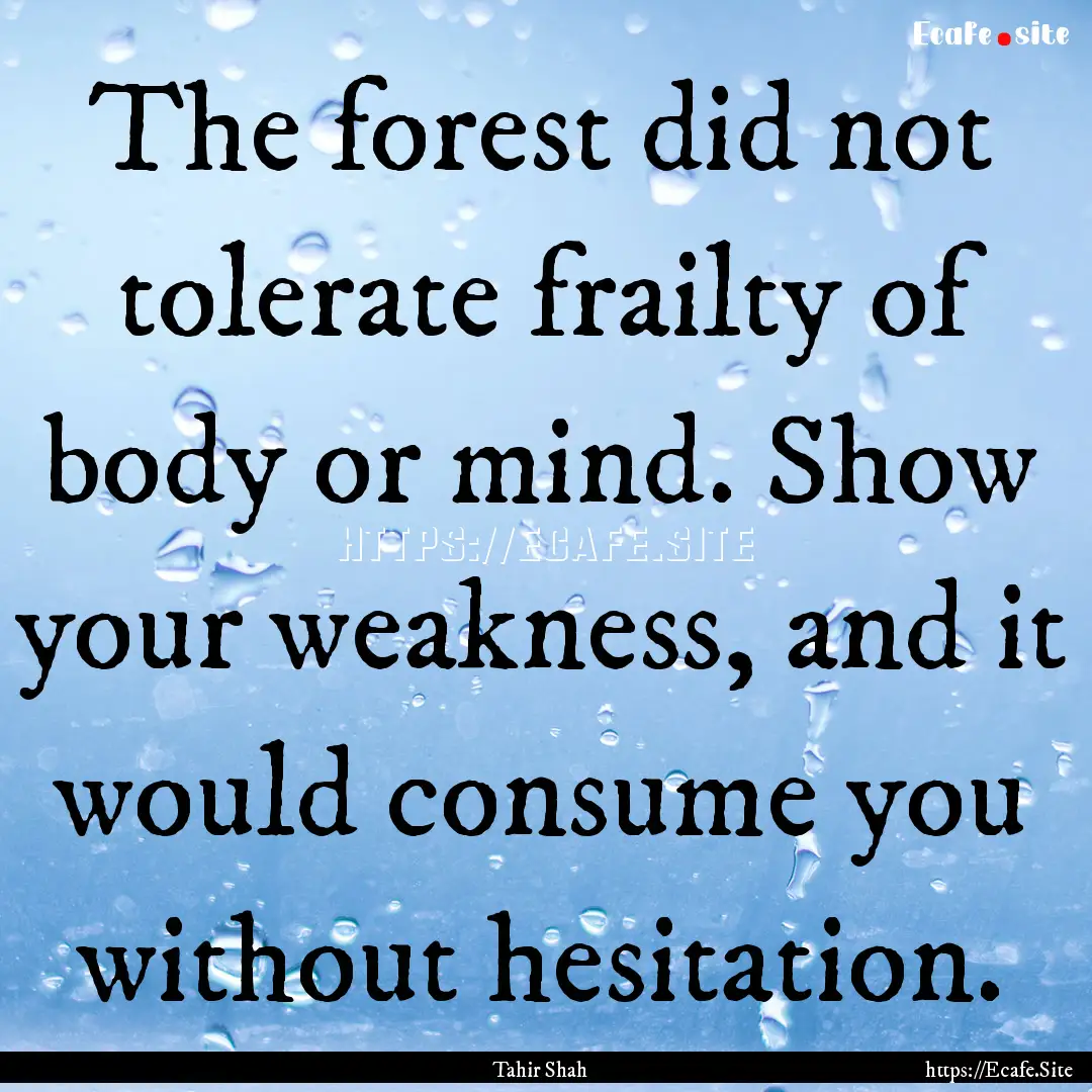 The forest did not tolerate frailty of body.... : Quote by Tahir Shah