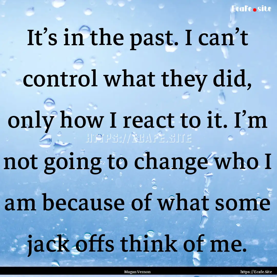 It’s in the past. I can’t control what.... : Quote by Magan Vernon