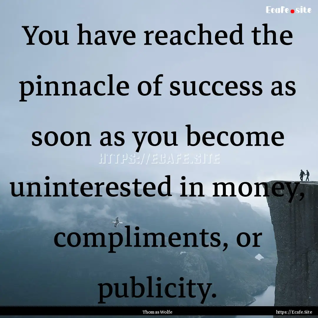 You have reached the pinnacle of success.... : Quote by Thomas Wolfe