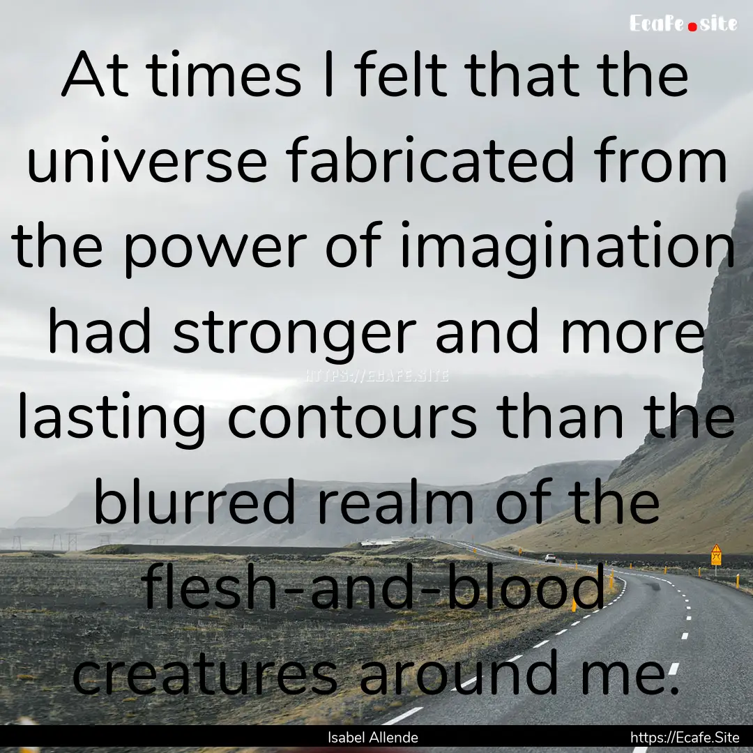 At times I felt that the universe fabricated.... : Quote by Isabel Allende