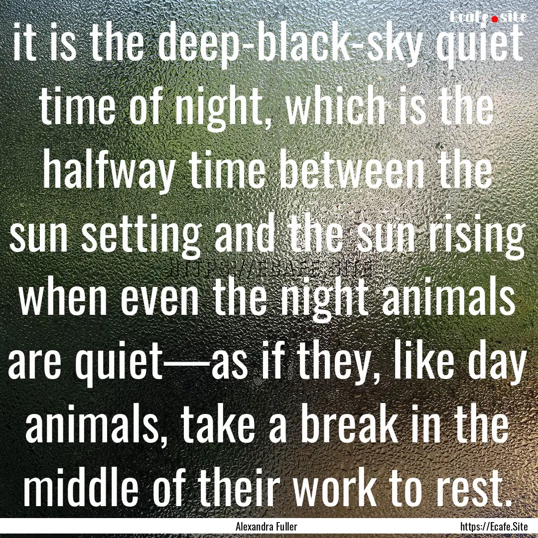 it is the deep-black-sky quiet time of night,.... : Quote by Alexandra Fuller