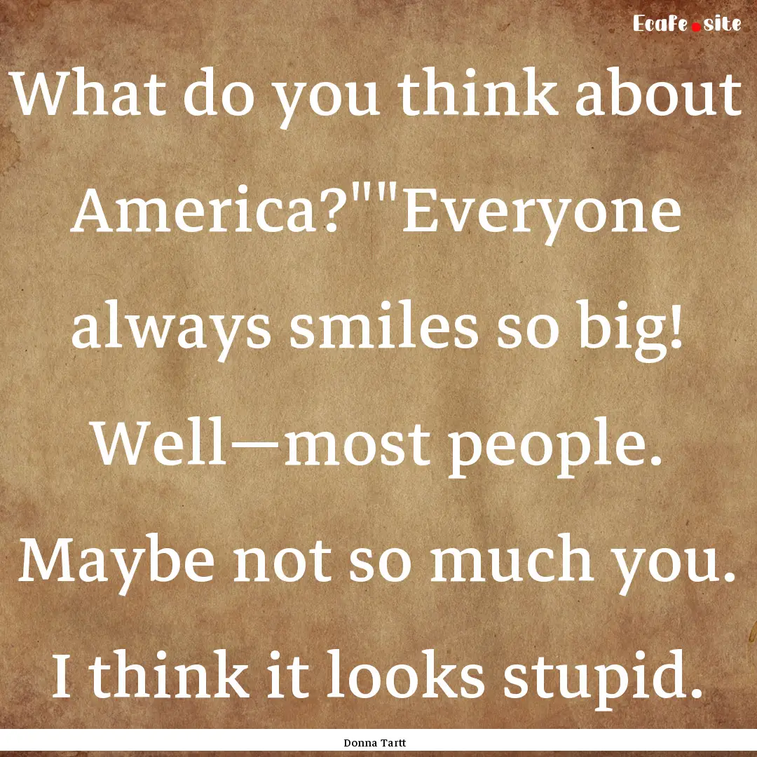 What do you think about America?