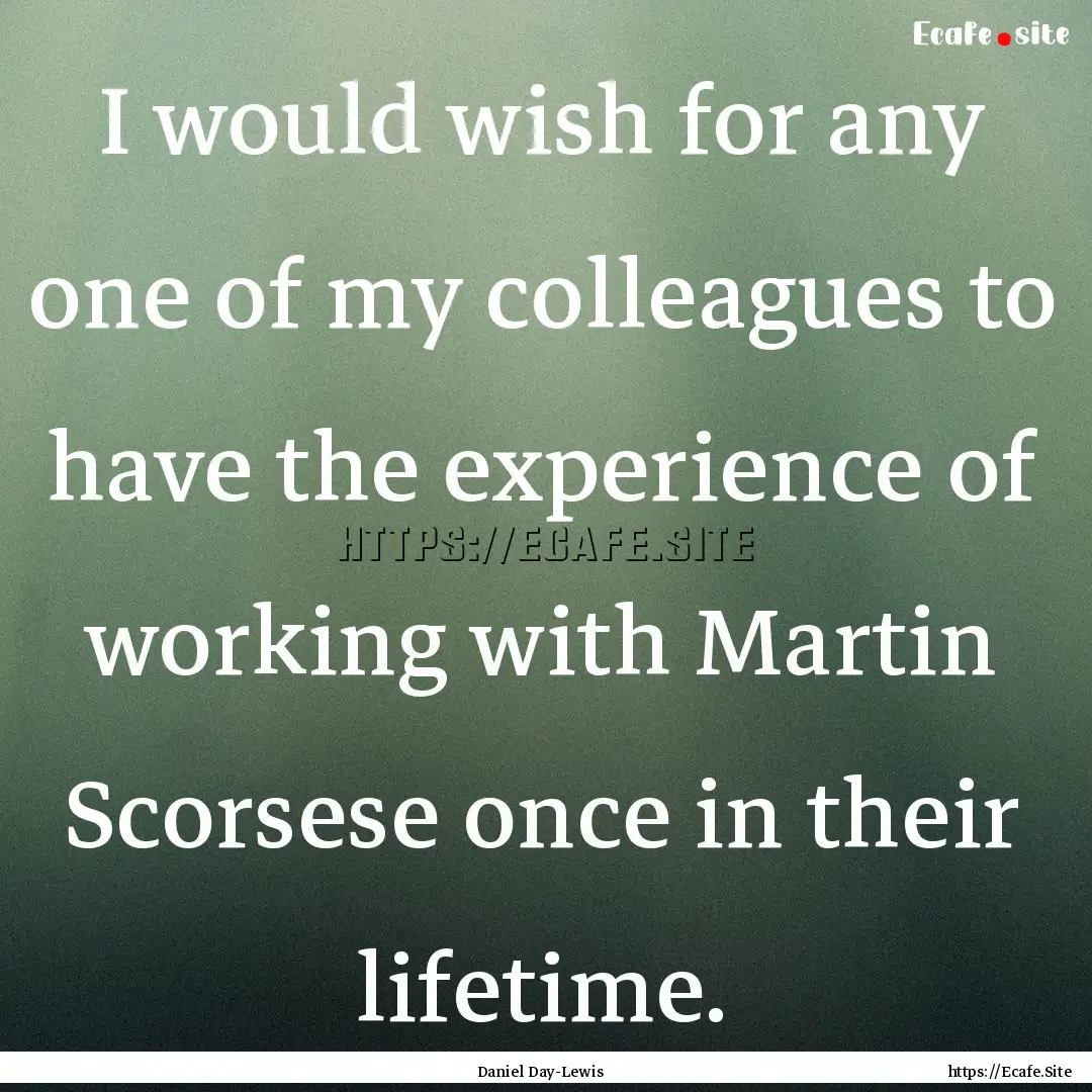 I would wish for any one of my colleagues.... : Quote by Daniel Day-Lewis