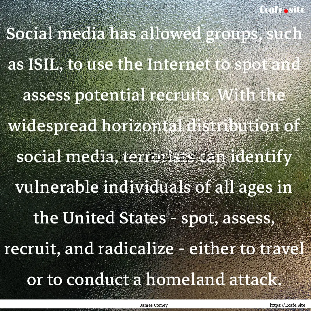 Social media has allowed groups, such as.... : Quote by James Comey