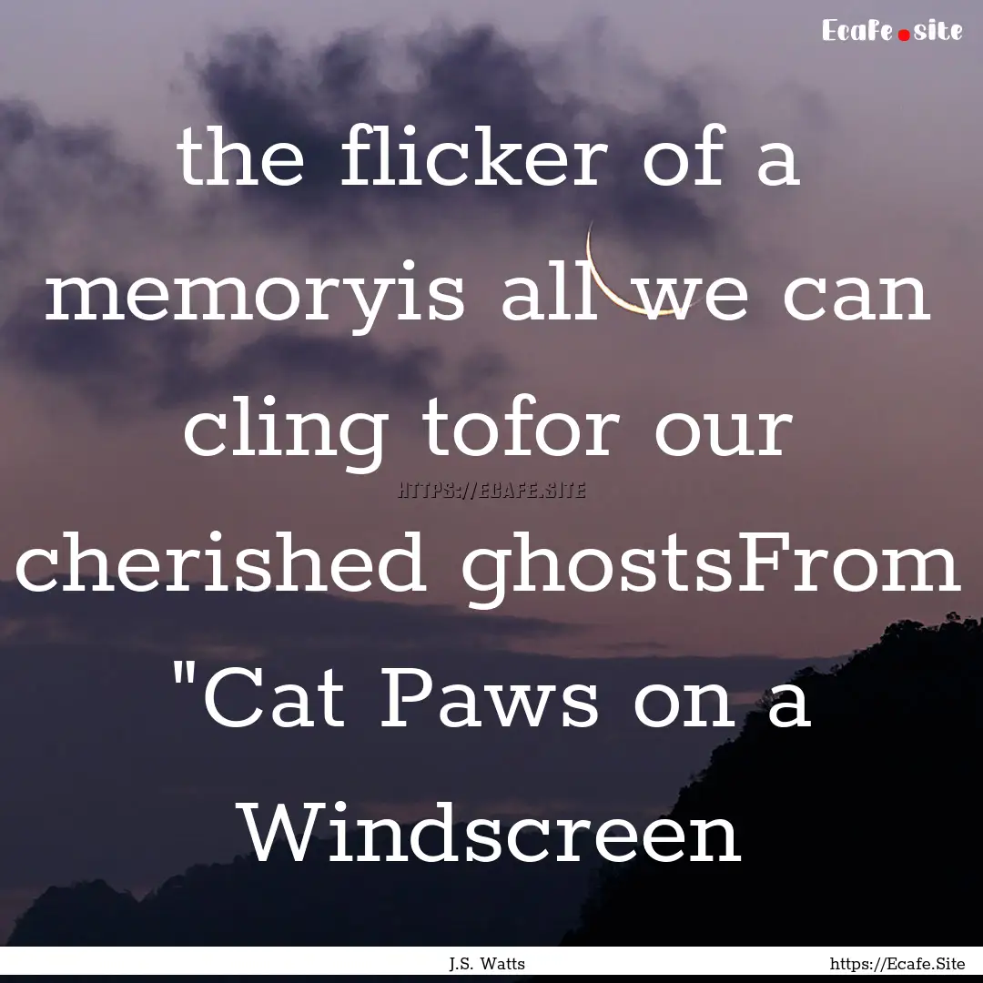 the flicker of a memoryis all we can cling.... : Quote by J.S. Watts