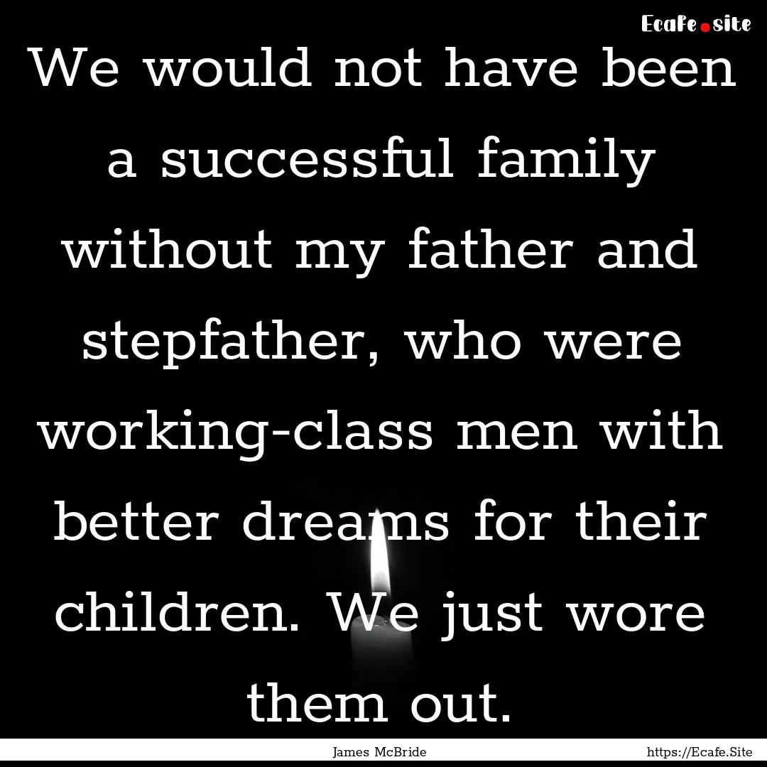 We would not have been a successful family.... : Quote by James McBride