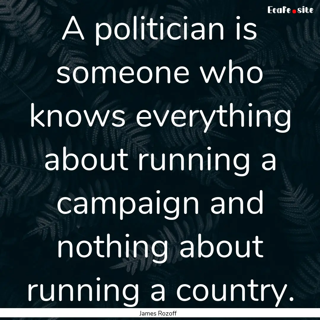 A politician is someone who knows everything.... : Quote by James Rozoff