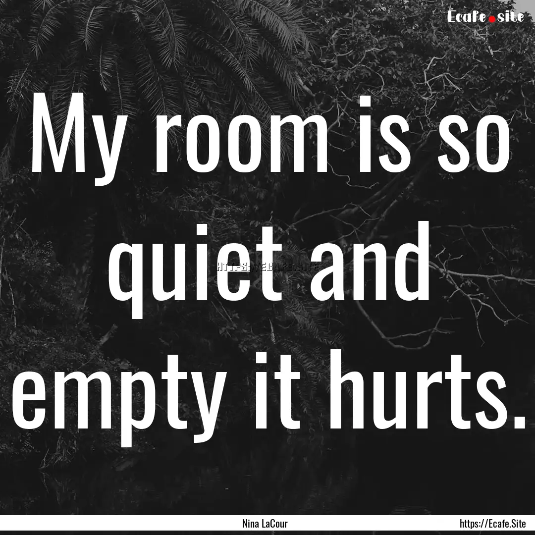 My room is so quiet and empty it hurts. : Quote by Nina LaCour