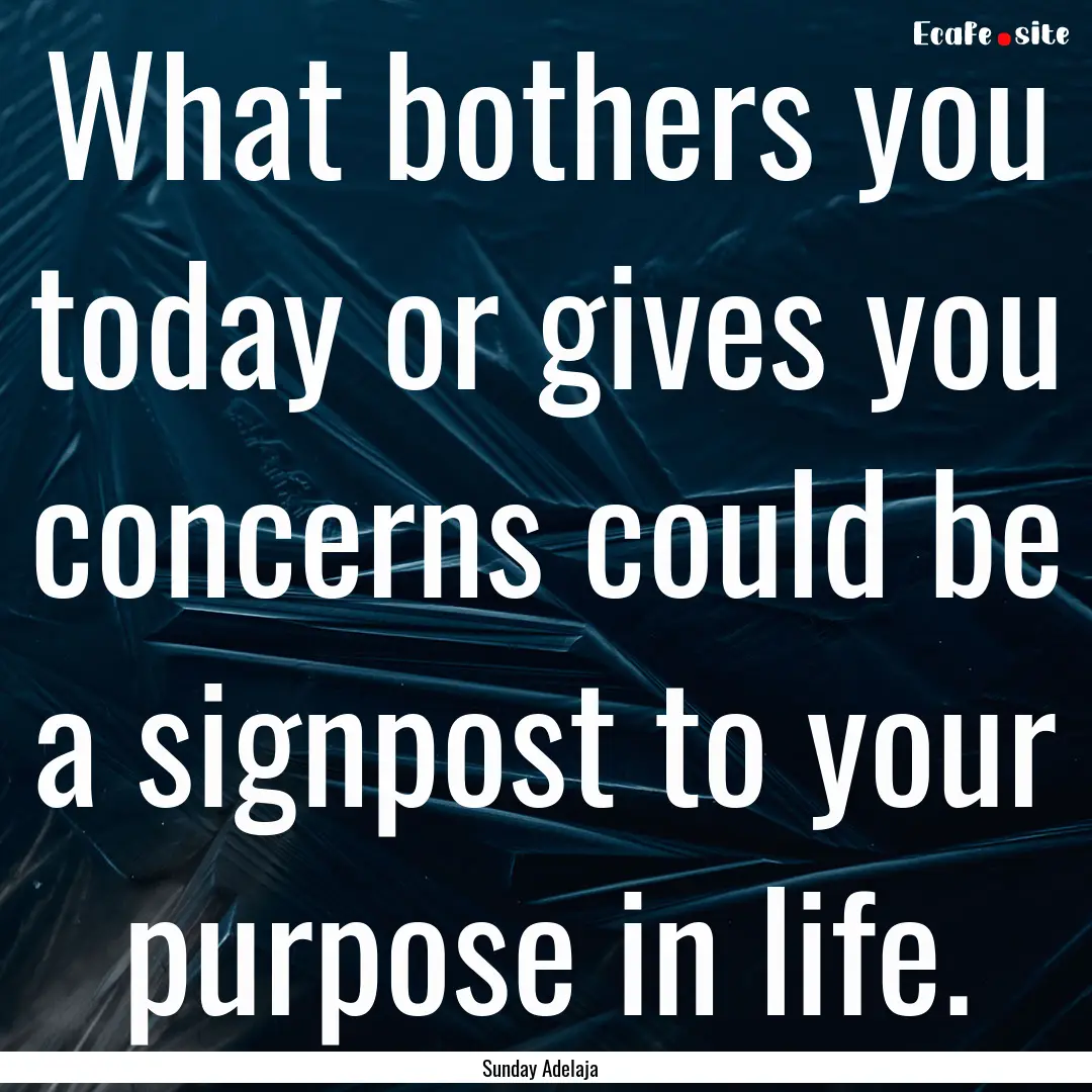 What bothers you today or gives you concerns.... : Quote by Sunday Adelaja