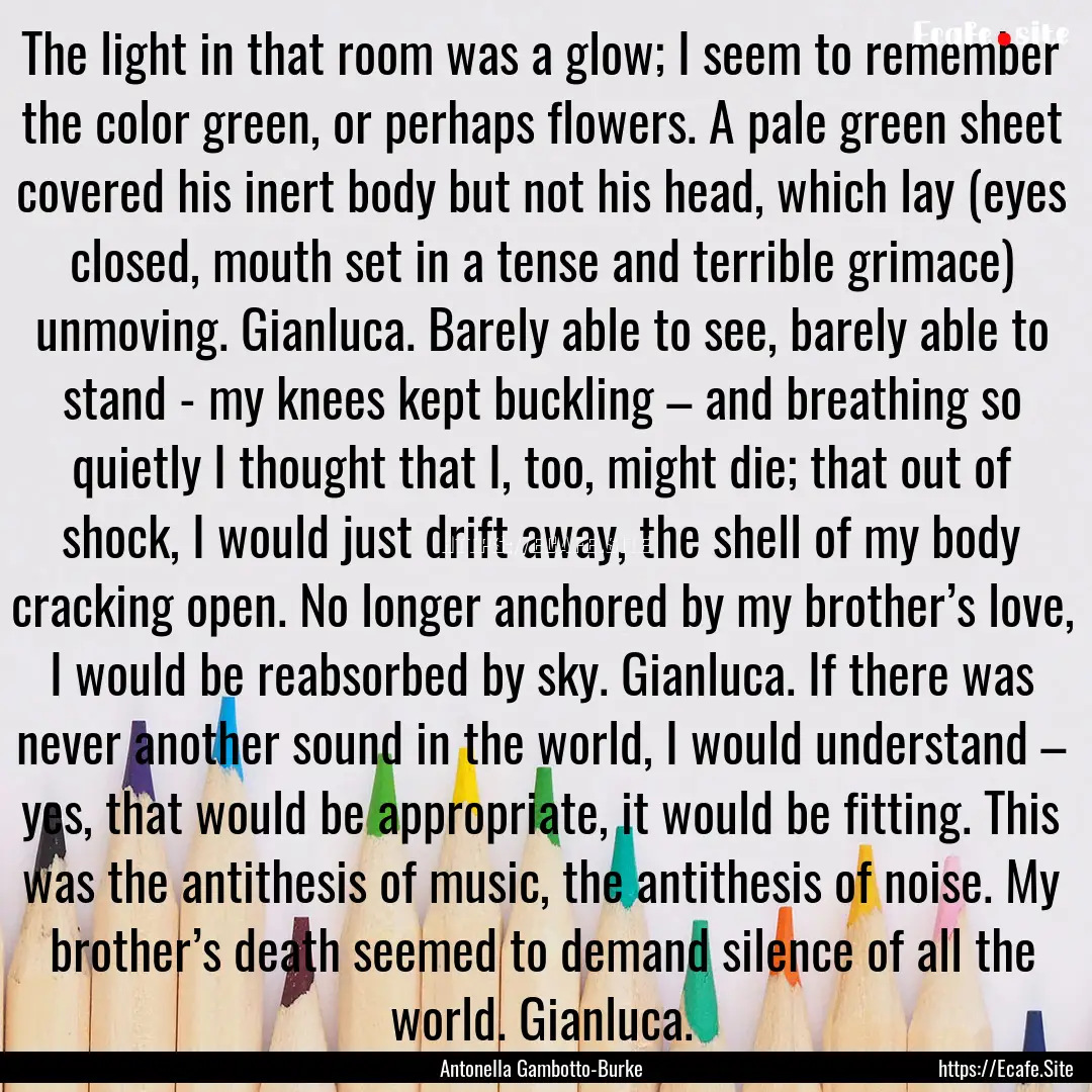 The light in that room was a glow; I seem.... : Quote by Antonella Gambotto-Burke