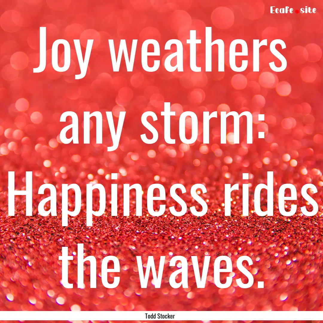 Joy weathers any storm: Happiness rides the.... : Quote by Todd Stocker