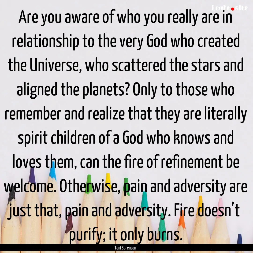 Are you aware of who you really are in relationship.... : Quote by Toni Sorenson