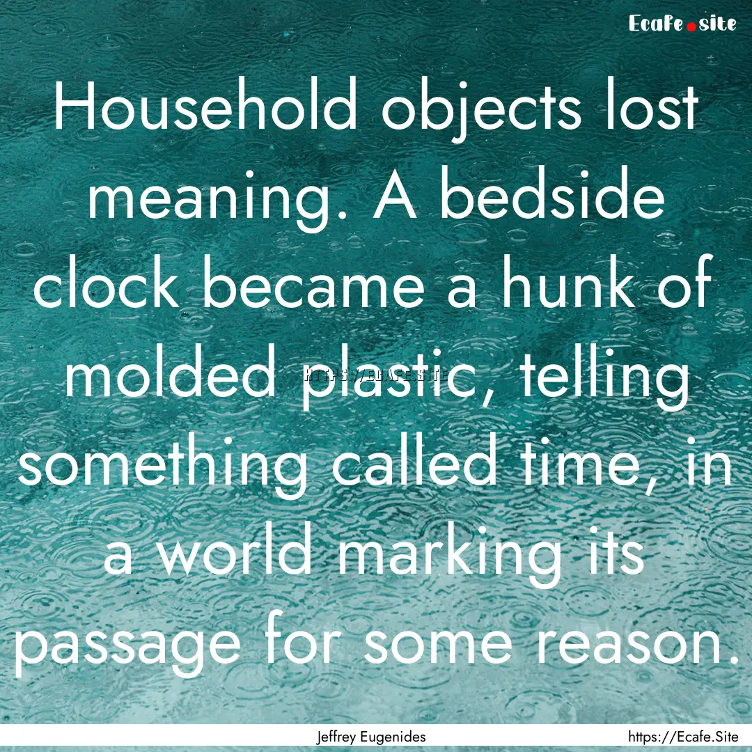 Household objects lost meaning. A bedside.... : Quote by Jeffrey Eugenides