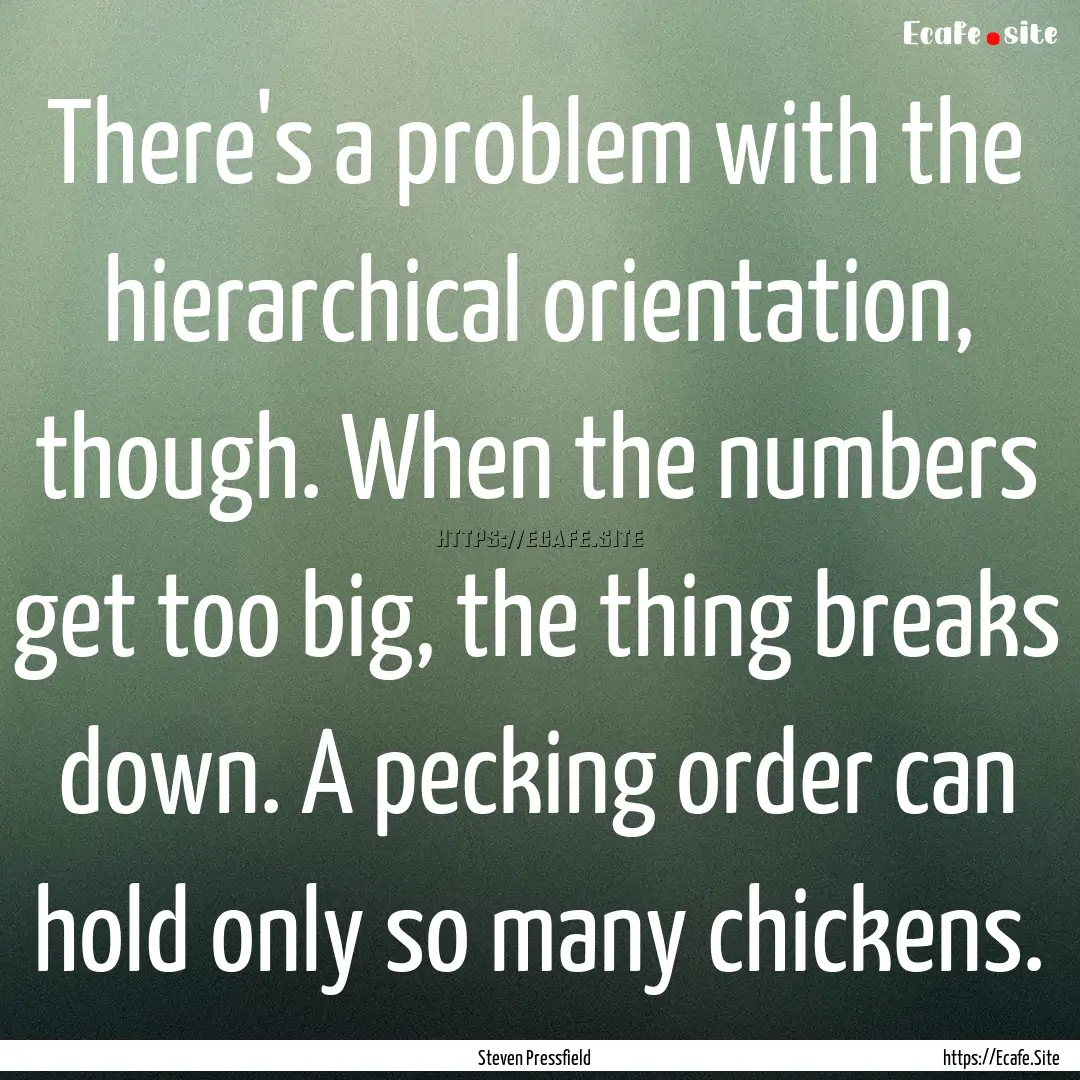 There's a problem with the hierarchical orientation,.... : Quote by Steven Pressfield