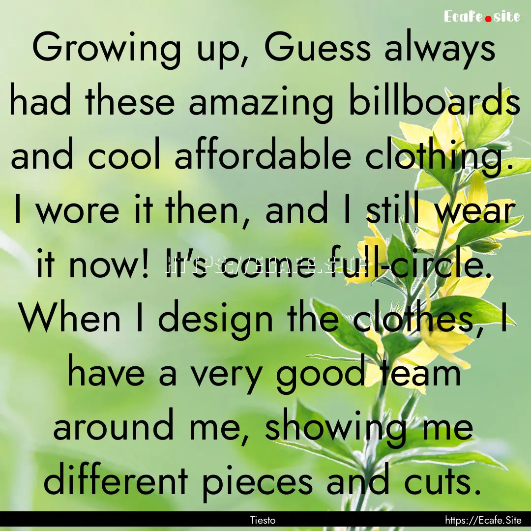 Growing up, Guess always had these amazing.... : Quote by Tiesto