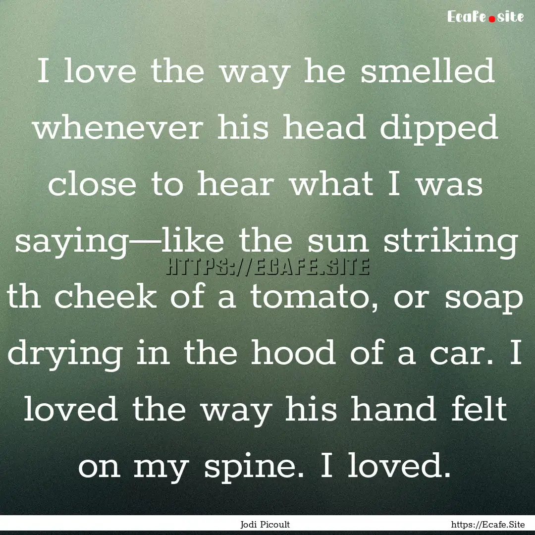 I love the way he smelled whenever his head.... : Quote by Jodi Picoult