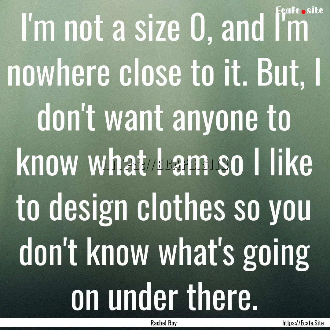 I'm not a size 0, and I'm nowhere close to.... : Quote by Rachel Roy