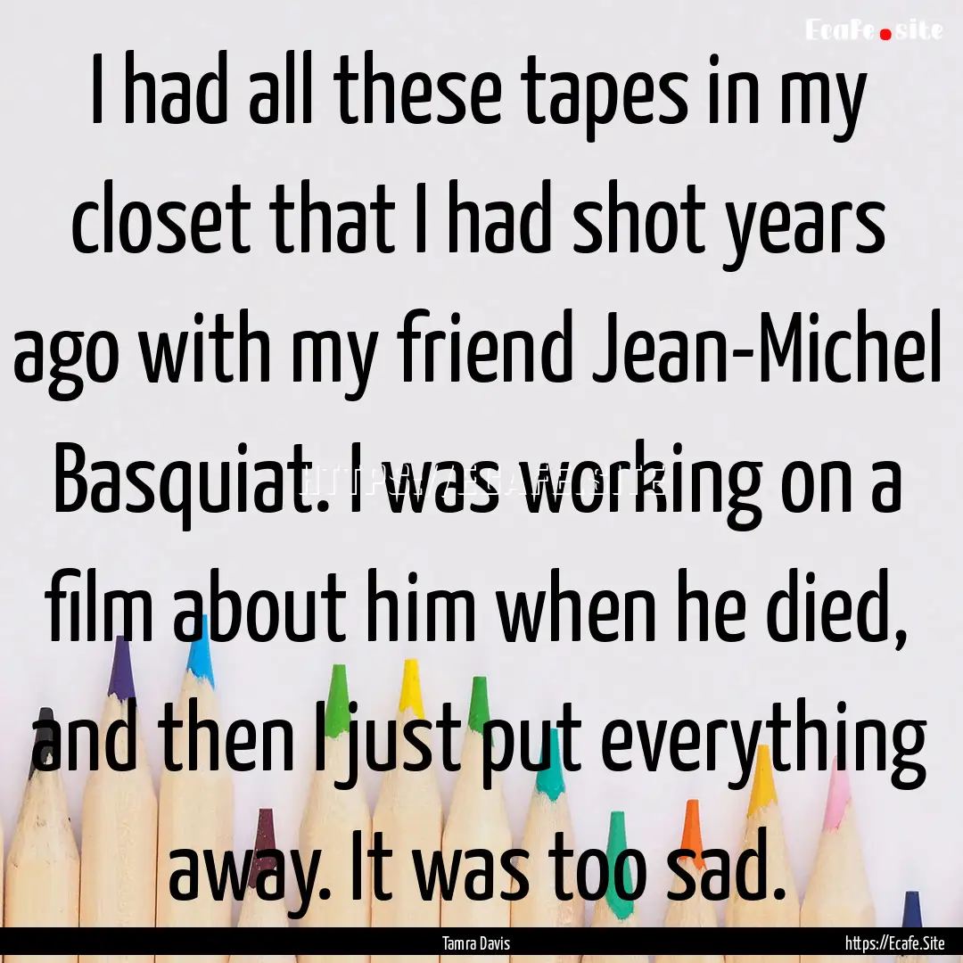 I had all these tapes in my closet that I.... : Quote by Tamra Davis