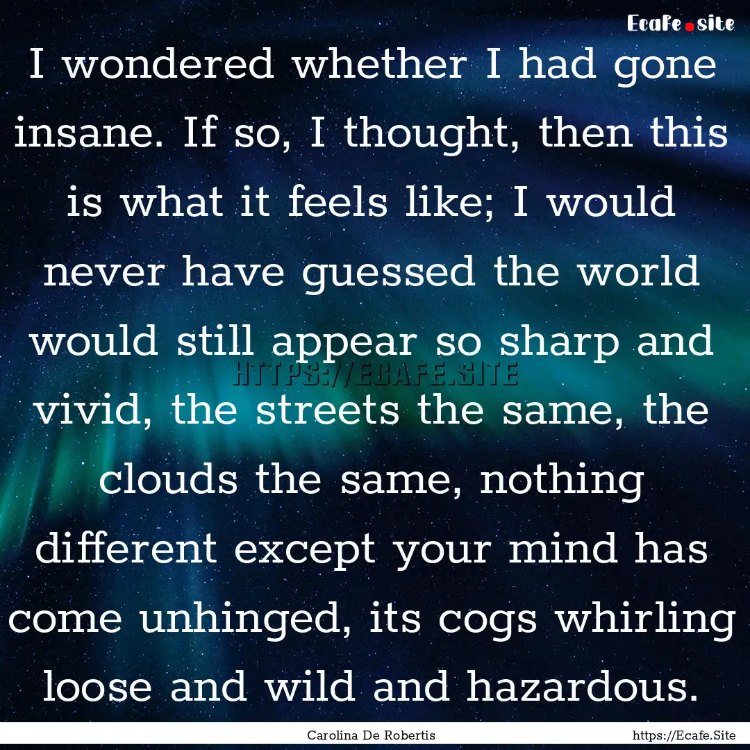 I wondered whether I had gone insane. If.... : Quote by Carolina De Robertis