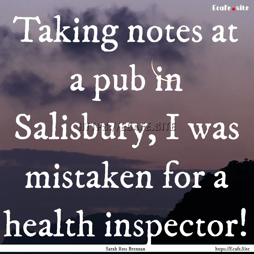 Taking notes at a pub in Salisbury, I was.... : Quote by Sarah Rees Brennan