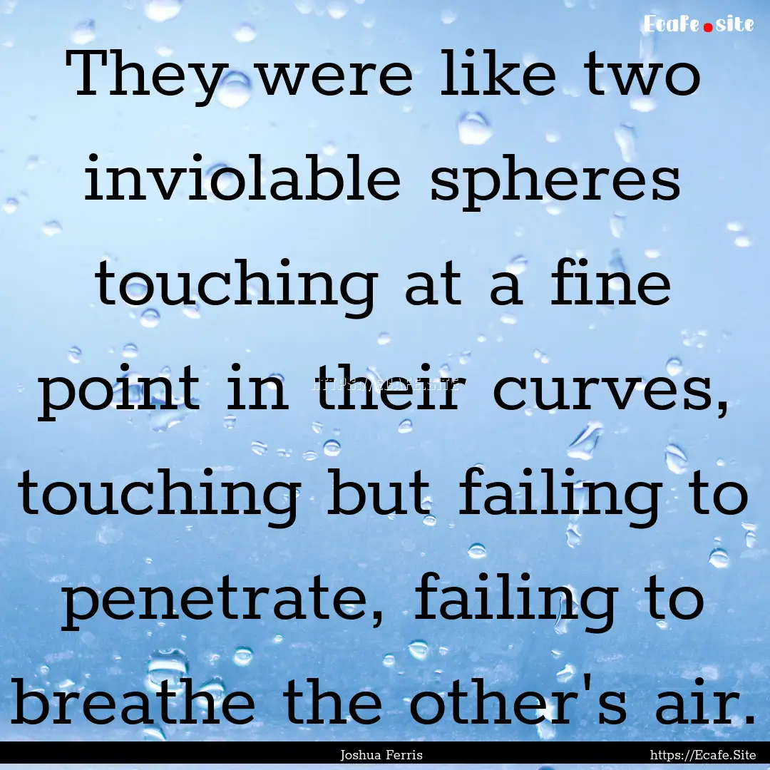 They were like two inviolable spheres touching.... : Quote by Joshua Ferris