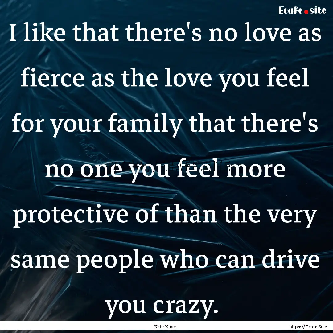 I like that there's no love as fierce as.... : Quote by Kate Klise