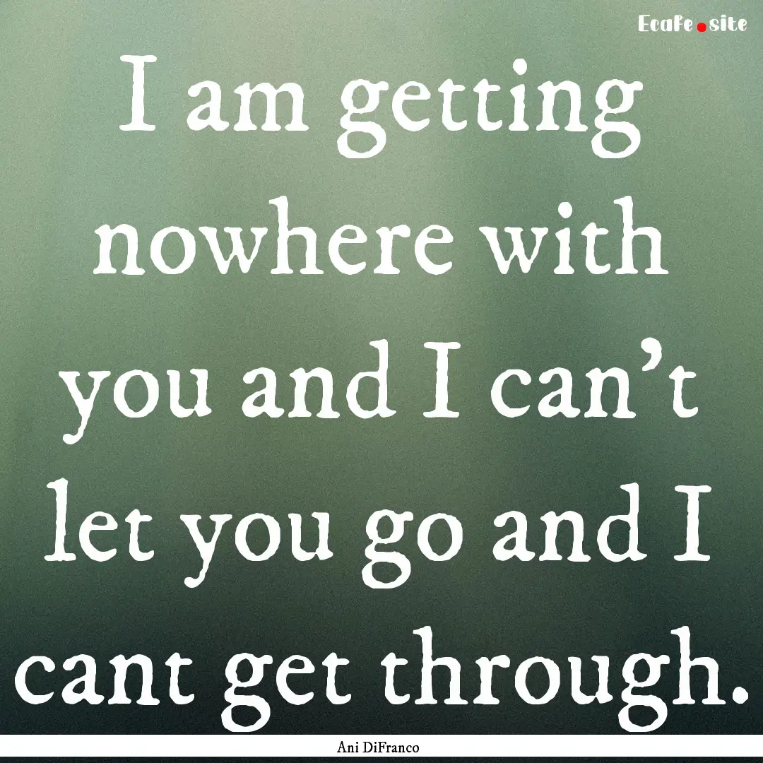 I am getting nowhere with you and I can't.... : Quote by Ani DiFranco