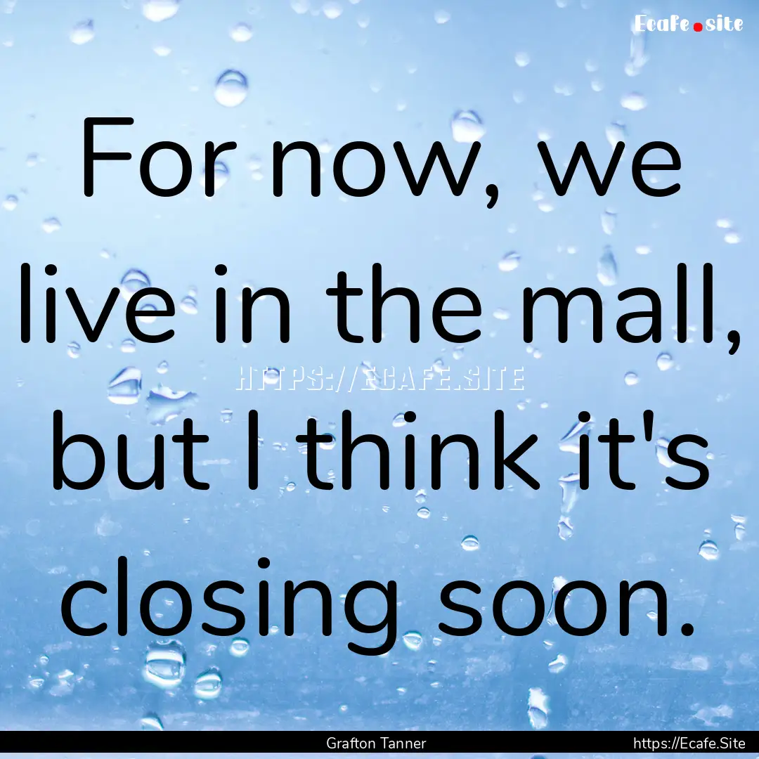 For now, we live in the mall, but I think.... : Quote by Grafton Tanner