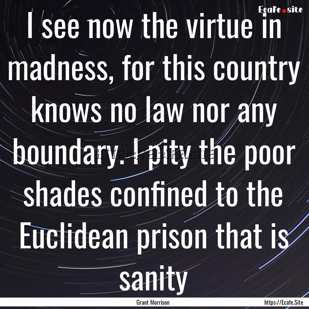 I see now the virtue in madness, for this.... : Quote by Grant Morrison