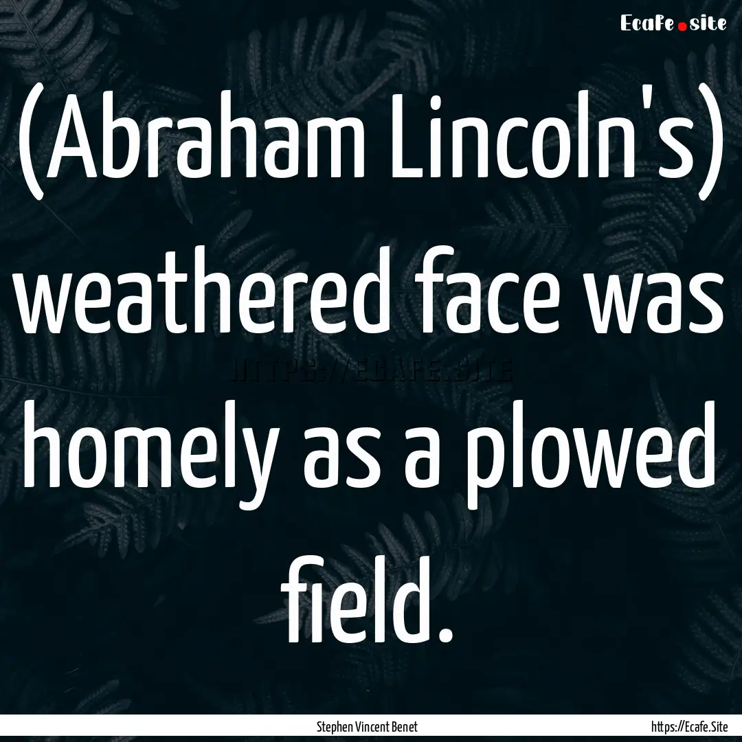 (Abraham Lincoln's) weathered face was homely.... : Quote by Stephen Vincent Benet