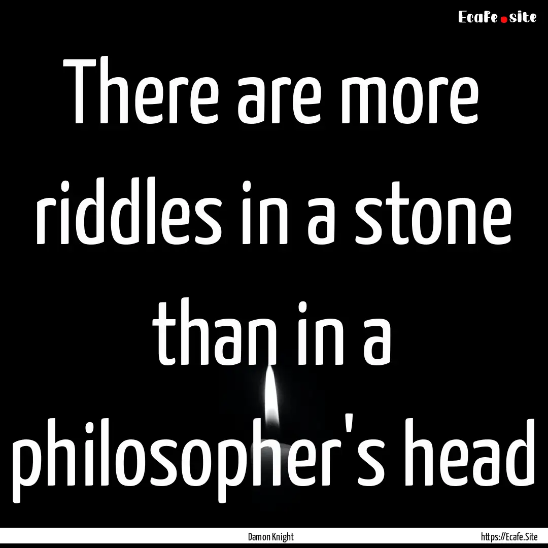 There are more riddles in a stone than in.... : Quote by Damon Knight